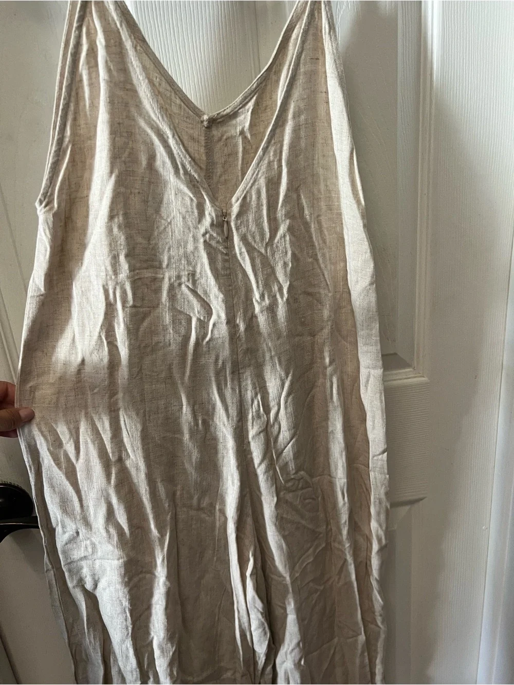 Shinestar Natural Beige Linen-Blend jumpsuit